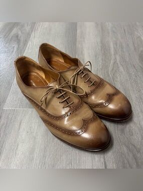 Antonio Maurizi Made in Italy Brown Leather Wingtip Oxfords Shoes Mens Size 9
